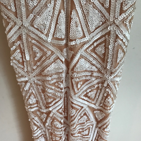 White Beaded Sequined Mesh Maxi Dress - Picture 3 of 7